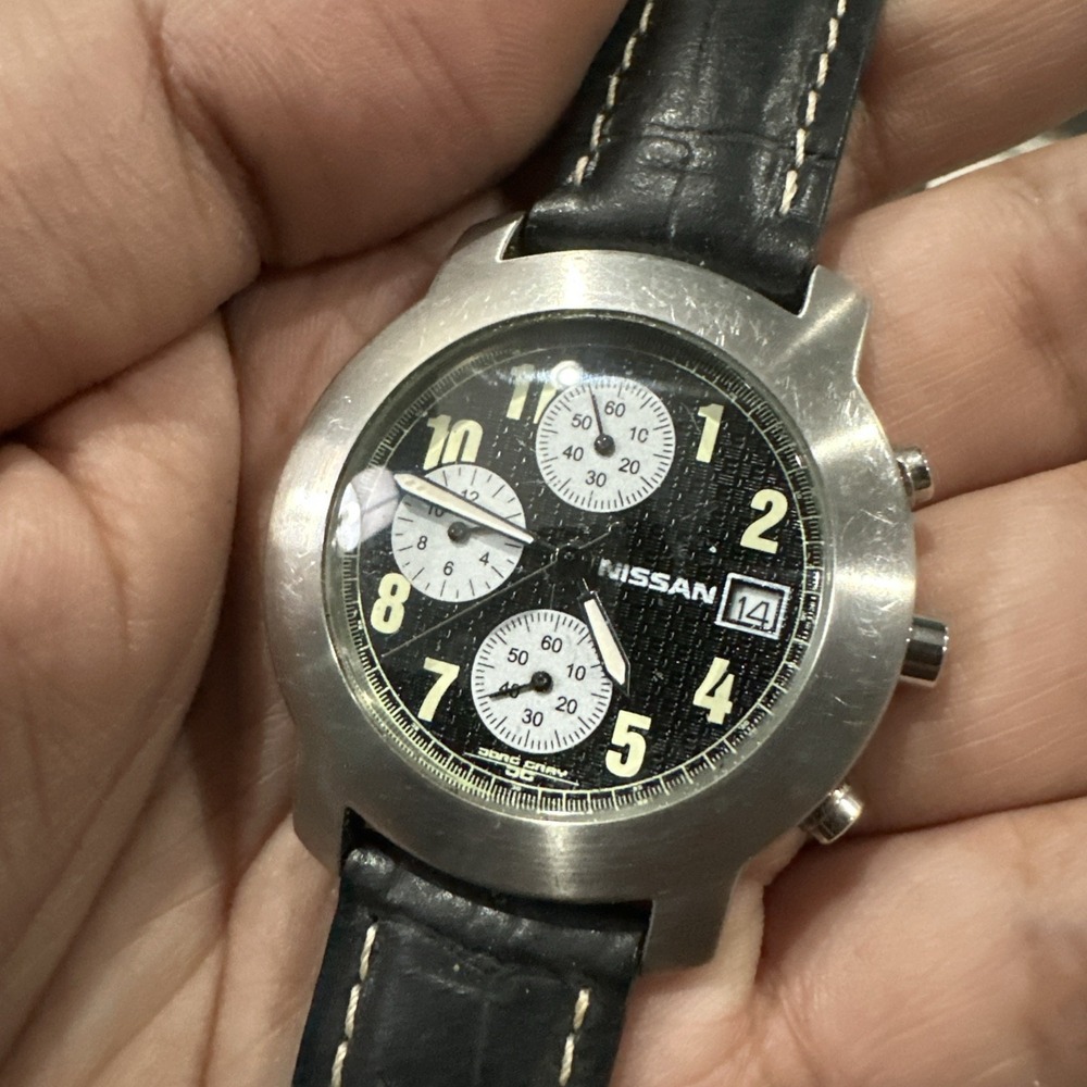 Vintage Nissan By JORG GRAY Chrono Mens Watch 38mm Quartz Black - For Repair